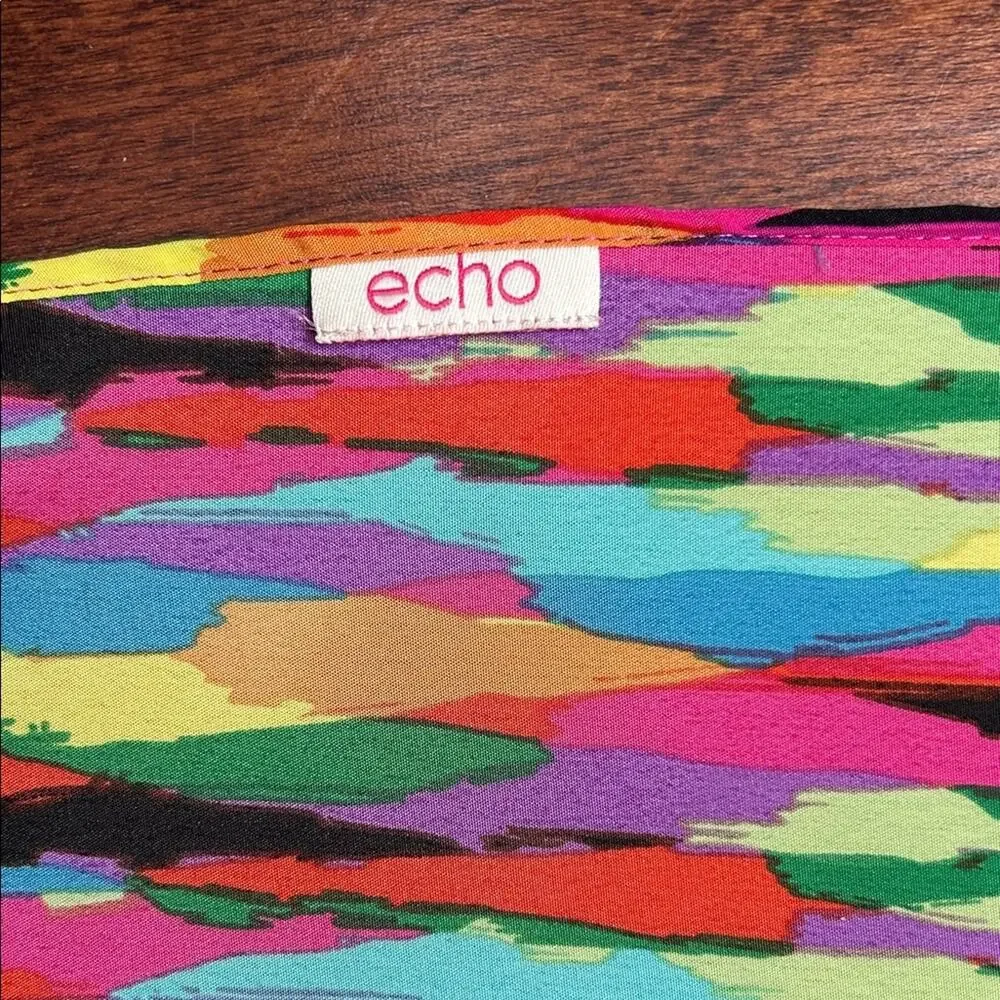 Echo Vibrant Multicolor Abstract Scarf Made With Two Types Of Fabric, Super Fun